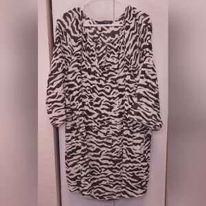 Roaman's Zebra Animal Print Sheer Dress Size 28 Business Casual Swimsuit Coverup